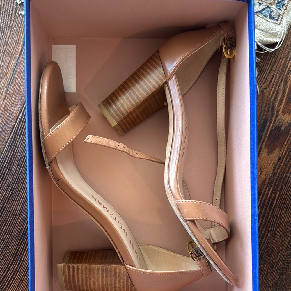 Stuart Weitzman nudist block heel tan 38.5